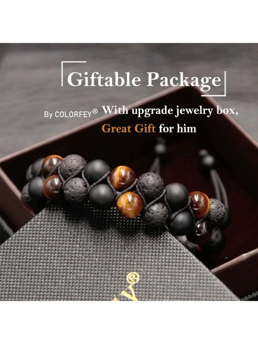 Handmade Triple Protection Bracelet for Men & Women - Tiger Eye, Black Onyx